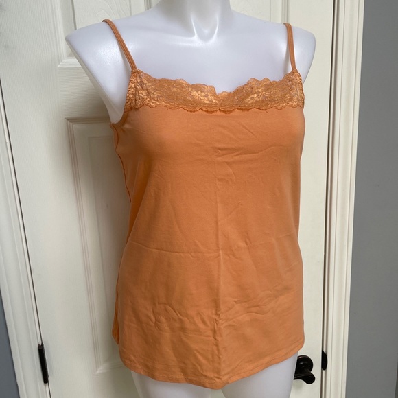 J. JILL Women's Lace Trim Cami Orange Sleeveless Tank Top Stretch NWT $29 Sz XL - Picture 2 of 6